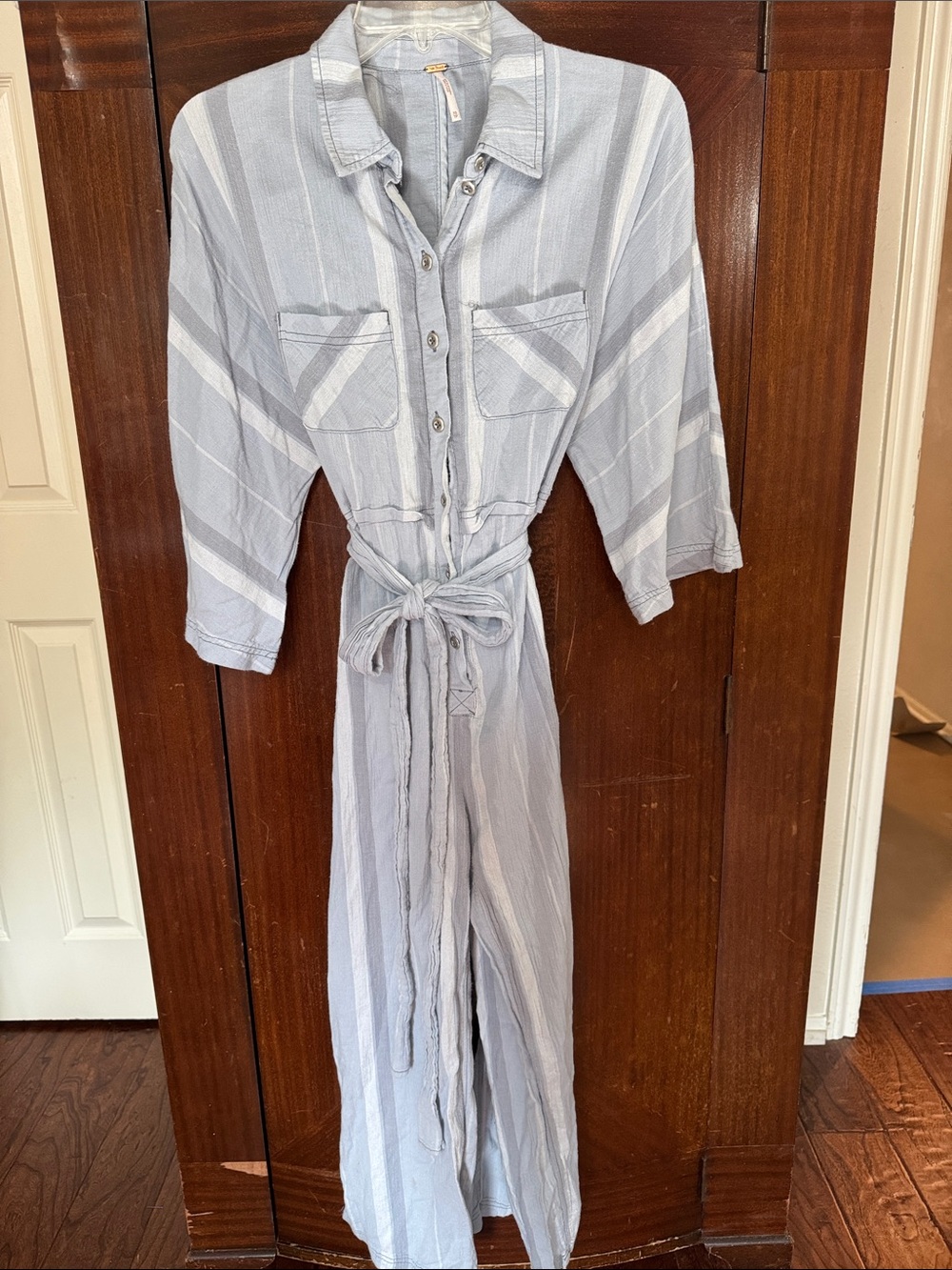 Free People Cotton Light Blue Jumpsuit
